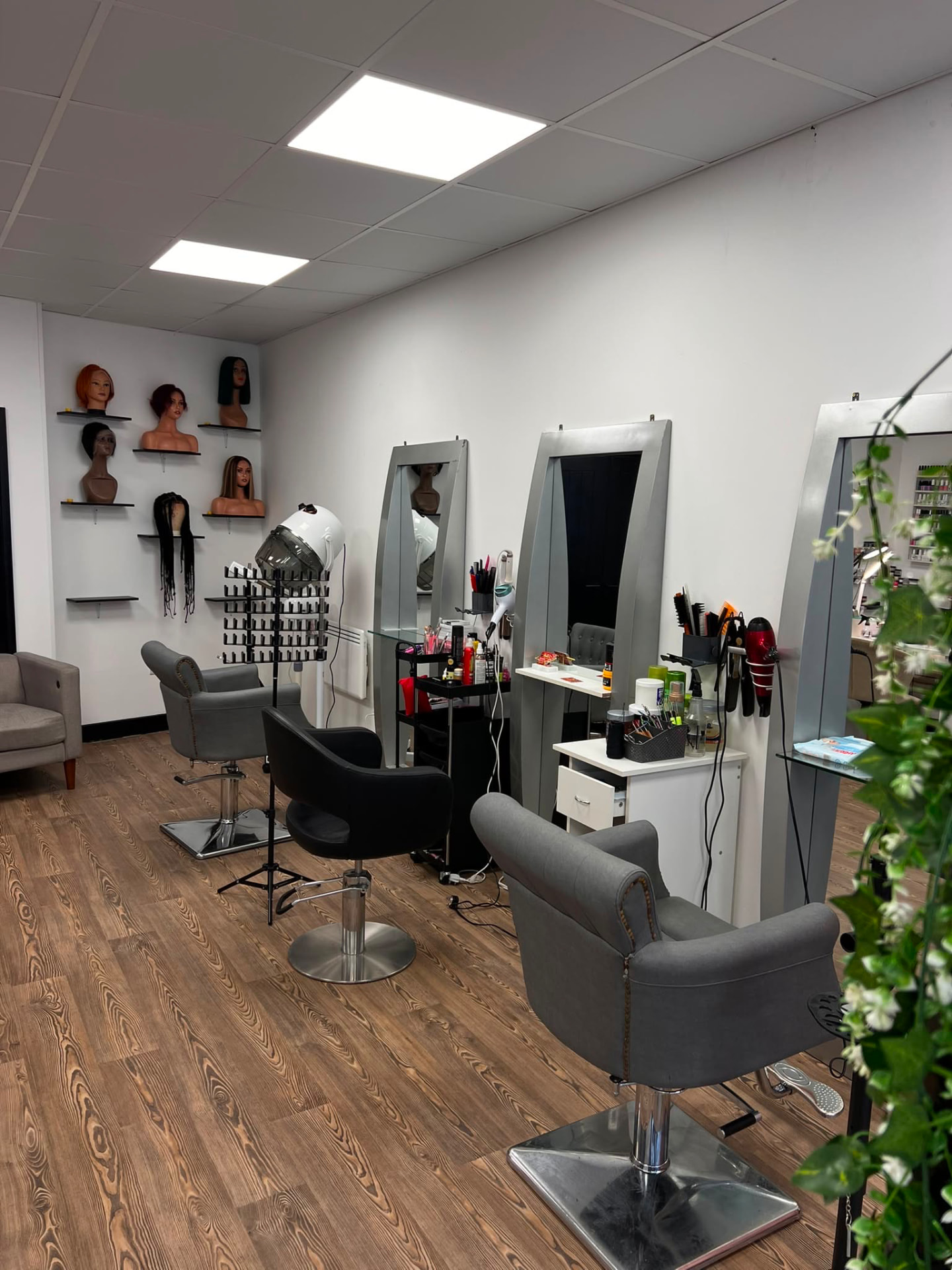 Hair styling stations inside Montana Beauty Empire