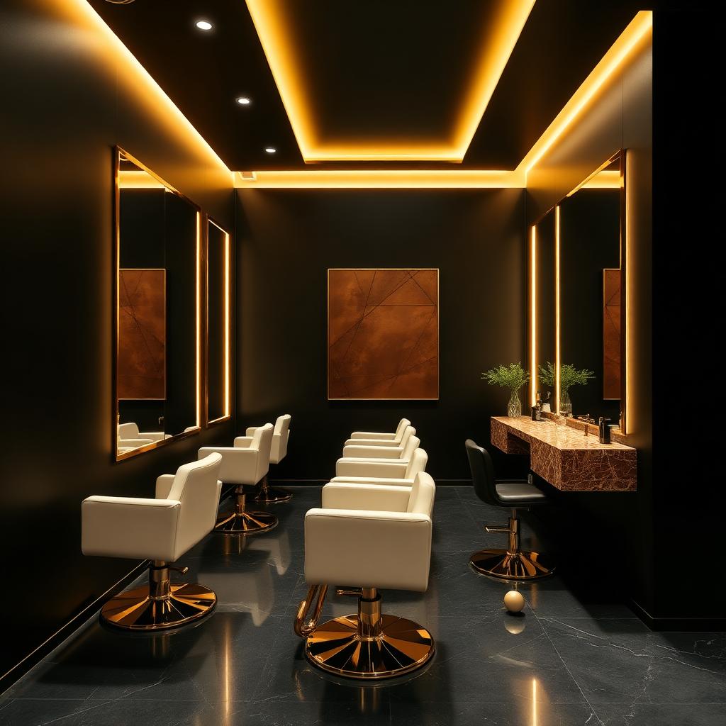 Gold styling tools on black marble